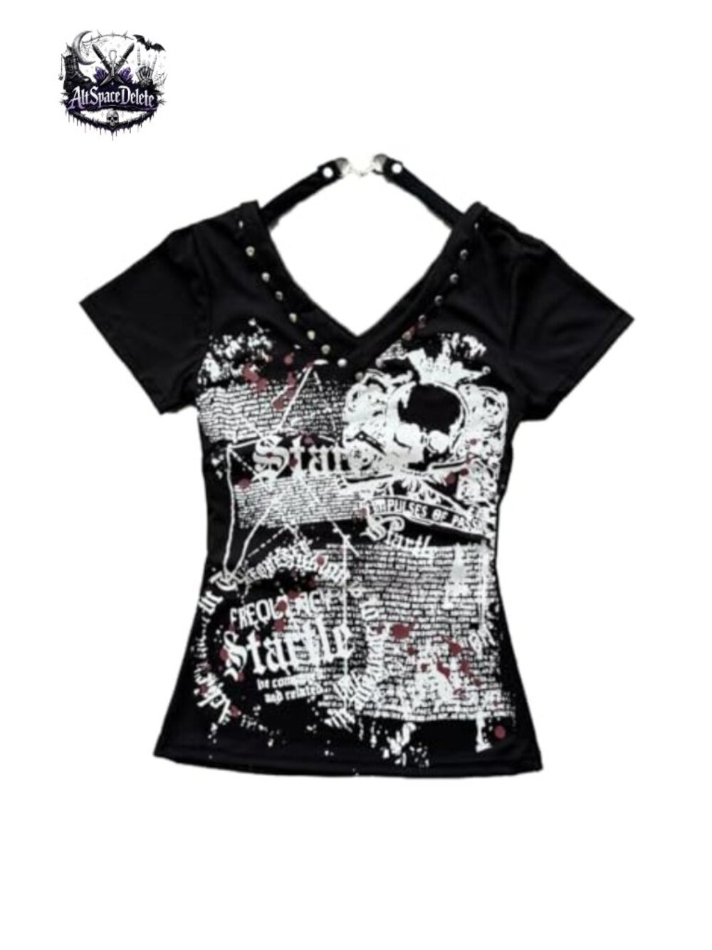 Y2K Skull Gothic Graphic T-Shirt Vintage Slim Fit Grunge Print Crop Top